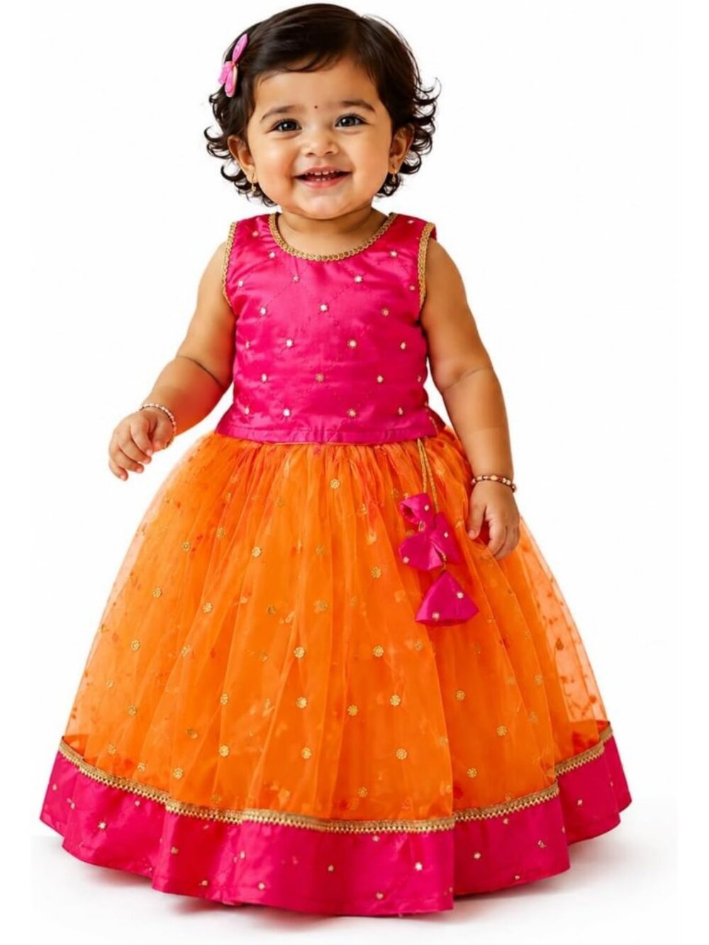 Girls' Net Readymade Lehenga Choli Set - Stylish Ethnic Wear for Kids